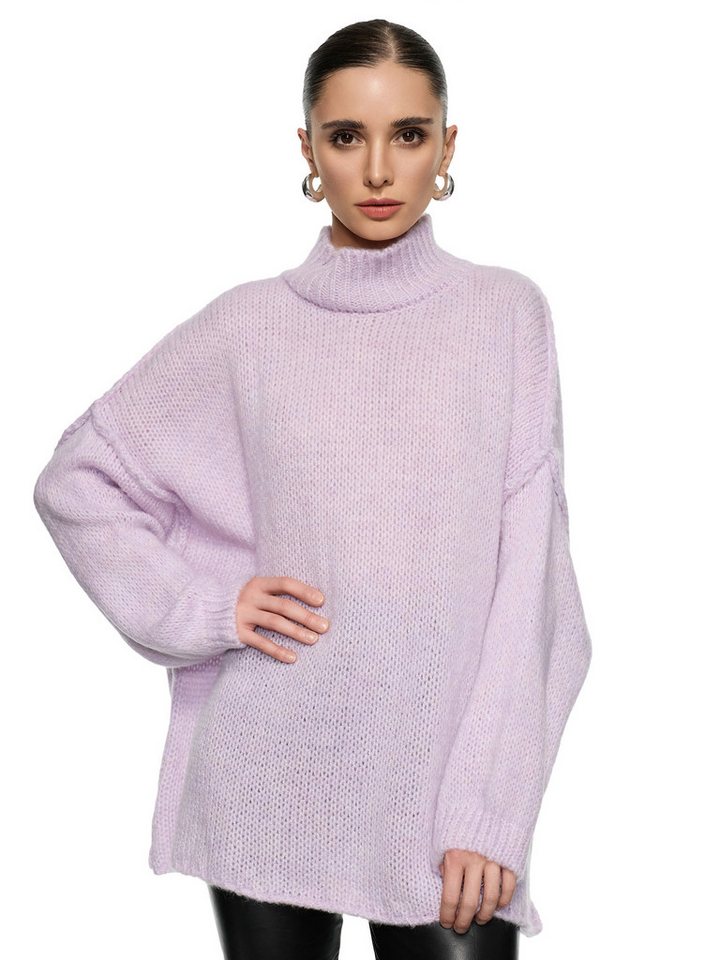 Worldclassca Longpullover WORLDCLASSCA Damen Oversize Strickpulllover Lang Pulli mit Steh Kragen Neue Kollektion - Stilvolle und gemütliche Strickmode für Damen von Worldclassca