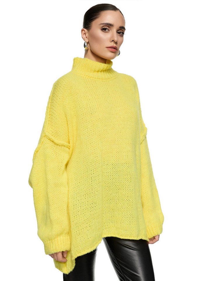 Worldclassca Longpullover WORLDCLASSCA Damen Oversize Strickpulllover Lang Pulli mit Steh Kragen Neue Kollektion - Stilvolle und gemütliche Strickmode für Damen von Worldclassca