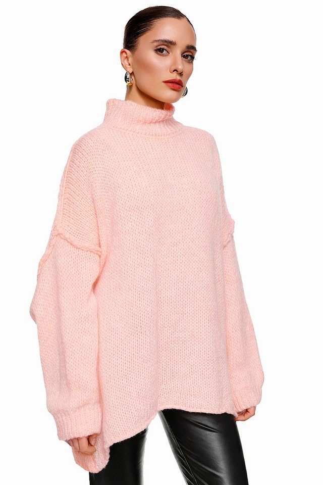 Worldclassca Longpullover WORLDCLASSCA Damen Oversize Strickpulllover Lang Pulli mit Steh Kragen Neue Kollektion - Stilvolle und gemütliche Strickmode für Damen von Worldclassca