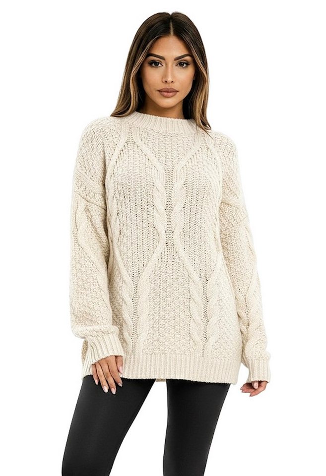 Worldclassca Longpullover WORLDCLASSCA Oversize Strickpulllover Lang Zopf Muster Dick Winter Neue Kollektion - Stilvolle und gemütliche Strickmode für Damen von Worldclassca