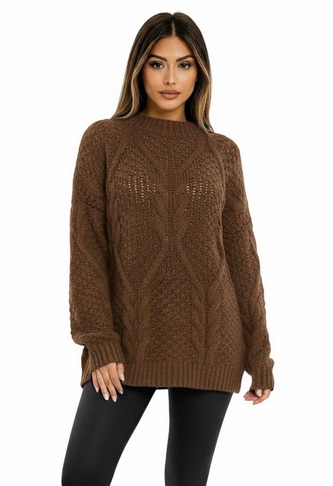 Worldclassca Longpullover WORLDCLASSCA Oversize Strickpulllover Lang Zopf Muster Dick Winter Neue Kollektion - Stilvolle und gemütliche Strickmode für Damen von Worldclassca
