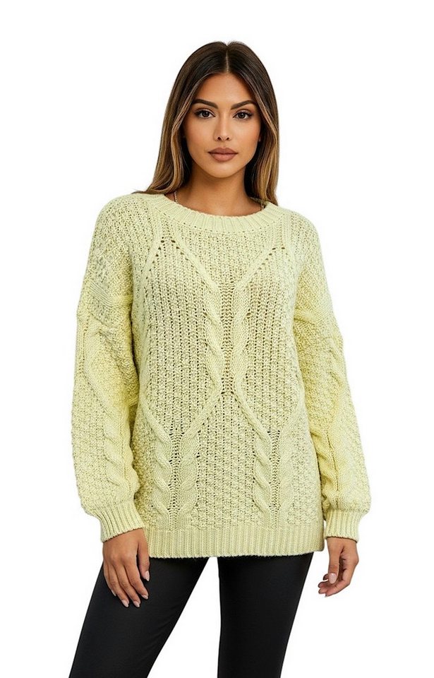 Worldclassca Longpullover WORLDCLASSCA Oversize Strickpulllover Lang Zopf Muster Dick Winter Neue Kollektion - Stilvolle und gemütliche Strickmode für Damen von Worldclassca