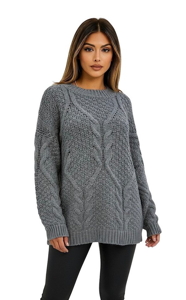 Worldclassca Longpullover WORLDCLASSCA Oversize Strickpulllover Lang Zopf Muster Dick Winter Neue Kollektion - Stilvolle und gemütliche Strickmode für Damen von Worldclassca
