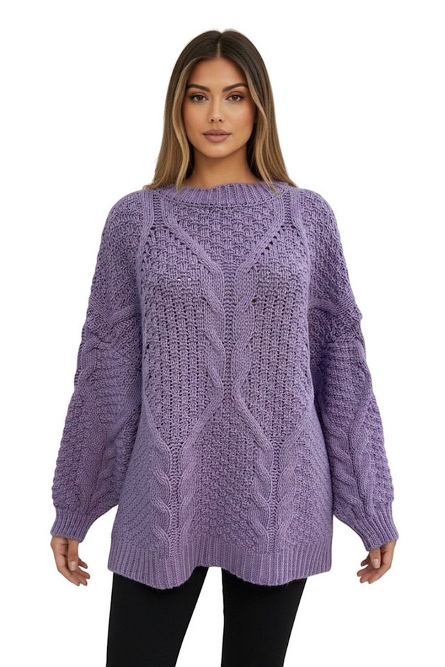 Worldclassca Longpullover WORLDCLASSCA Oversize Strickpulllover Lang Zopf Muster Dick Winter Neue Kollektion - Stilvolle und gemütliche Strickmode für Damen von Worldclassca