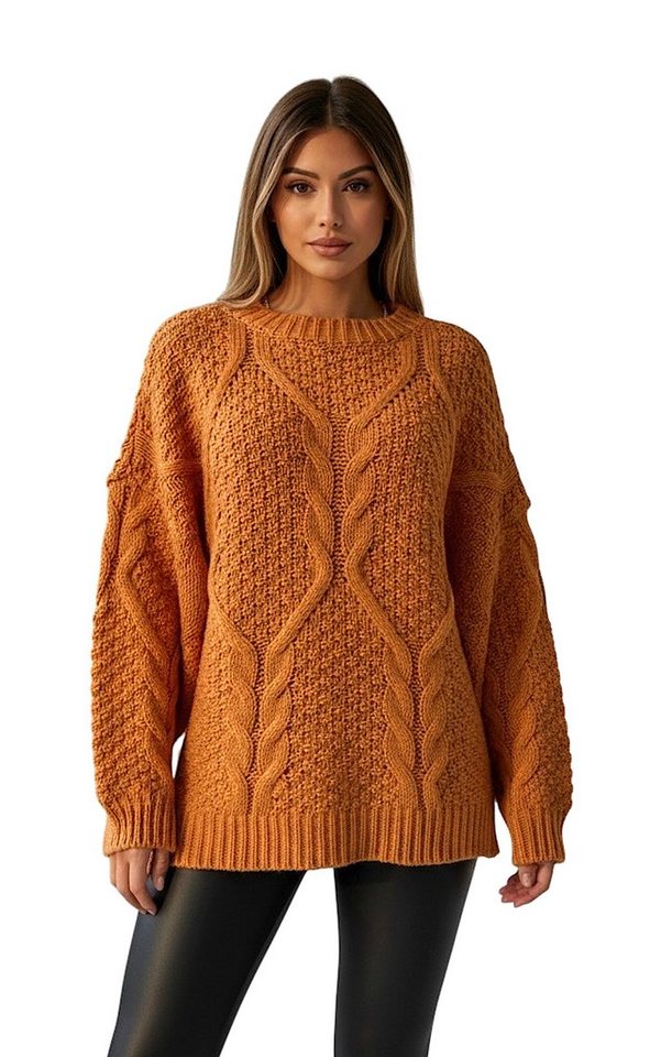Worldclassca Longpullover WORLDCLASSCA Oversize Strickpulllover Lang Zopf Muster Dick Winter Neue Kollektion - Stilvolle und gemütliche Strickmode für Damen von Worldclassca
