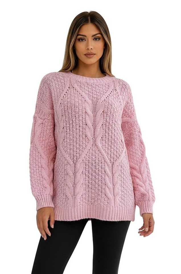 Worldclassca Longpullover WORLDCLASSCA Oversize Strickpulllover Lang Zopf Muster Dick Winter Neue Kollektion - Stilvolle und gemütliche Strickmode für Damen von Worldclassca