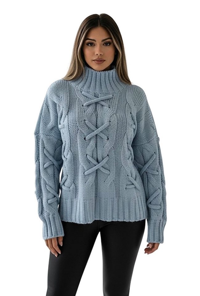 Worldclassca Longpullover WORLDCLASSCA Strickpulllover Lang Zopf Kreuz Muster Stehkragen Winter Neue Kollektion - Stilvolle und gemütliche Strickmode für Damen von Worldclassca