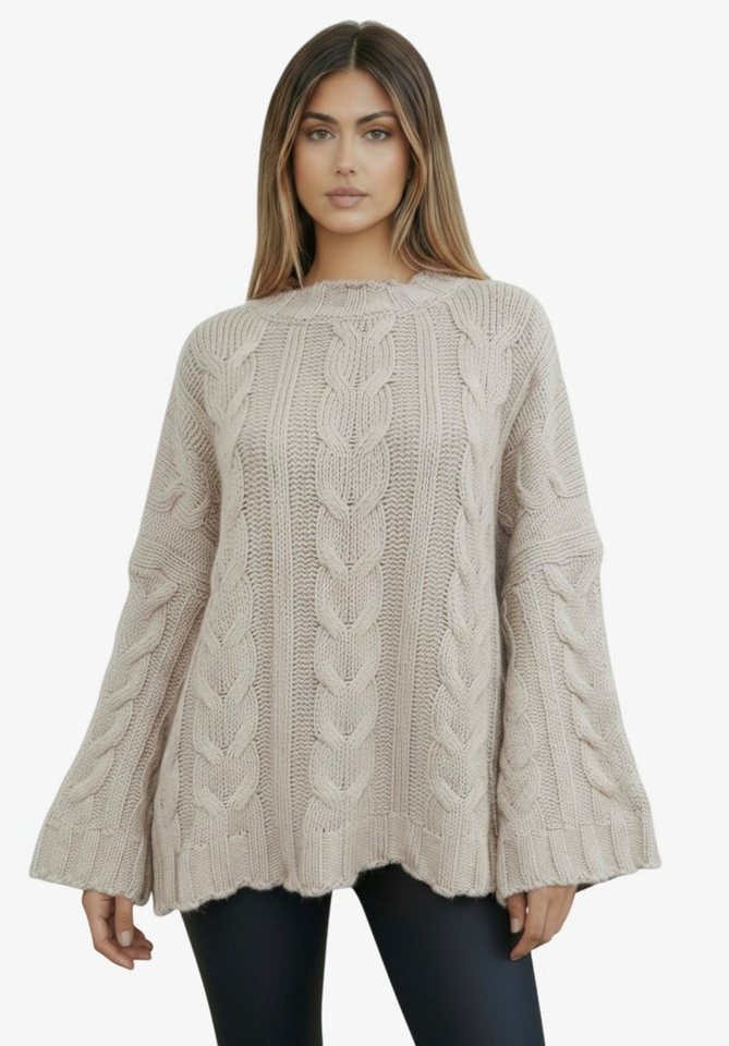 Worldclassca Longpullover WORLDCLASSCA Strickpulllover Oversize Lang Zopf Muster Winter Pulli Neue Kollektion - Stilvolle und gemütliche Strickmode für Damen von Worldclassca