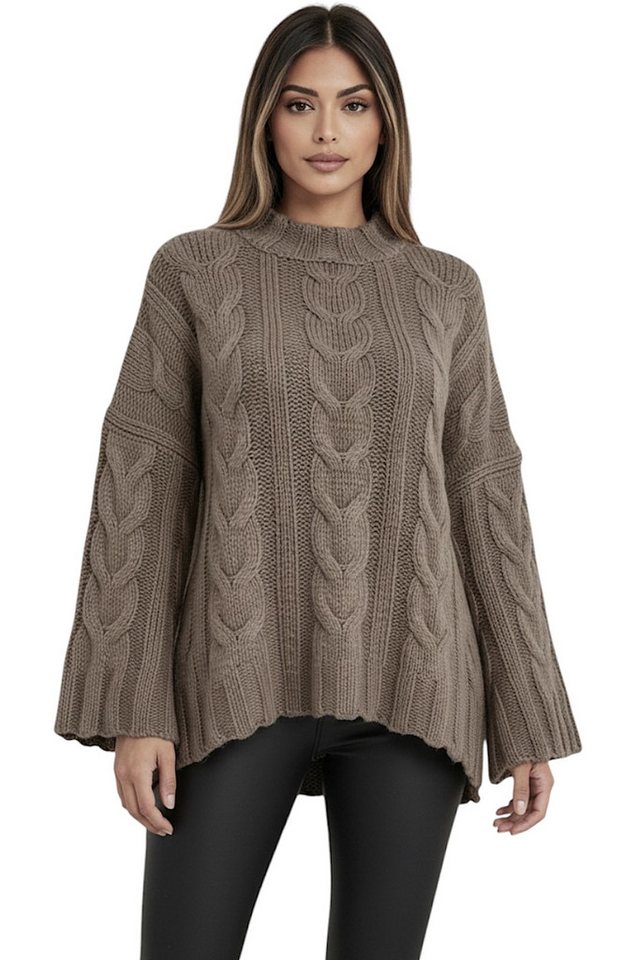 Worldclassca Longpullover WORLDCLASSCA Strickpulllover Oversize Lang Zopf Muster Winter Pulli Neue Kollektion - Stilvolle und gemütliche Strickmode für Damen von Worldclassca
