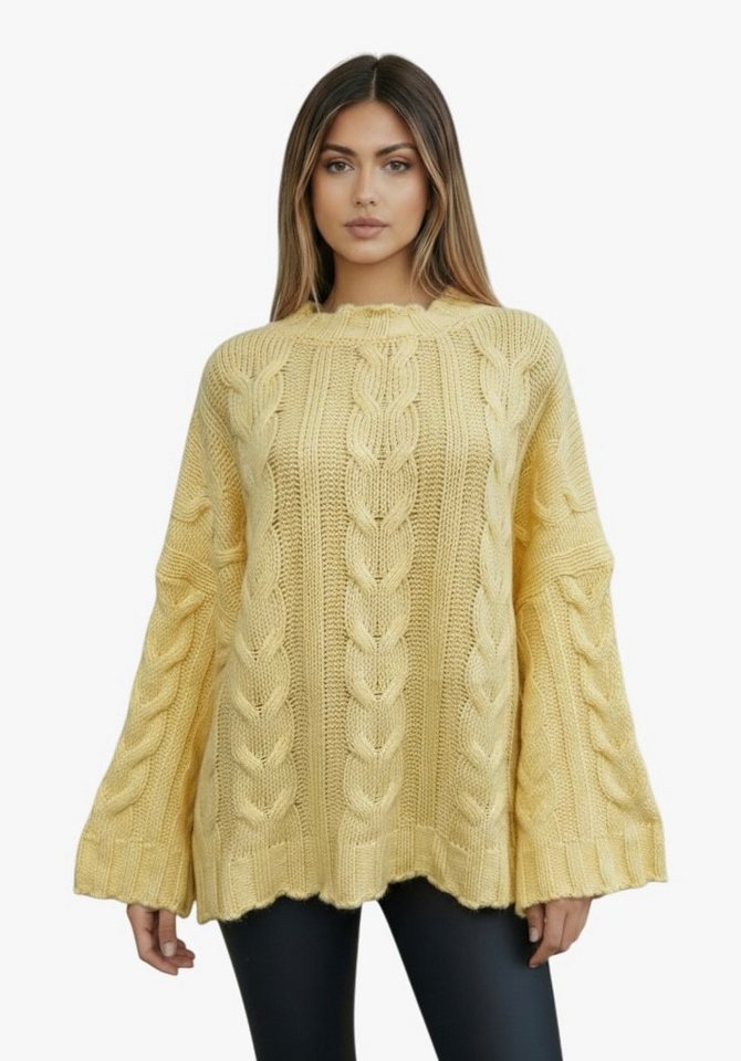 Worldclassca Longpullover WORLDCLASSCA Strickpulllover Oversize Lang Zopf Muster Winter Pulli Neue Kollektion - Stilvolle und gemütliche Strickmode für Damen von Worldclassca