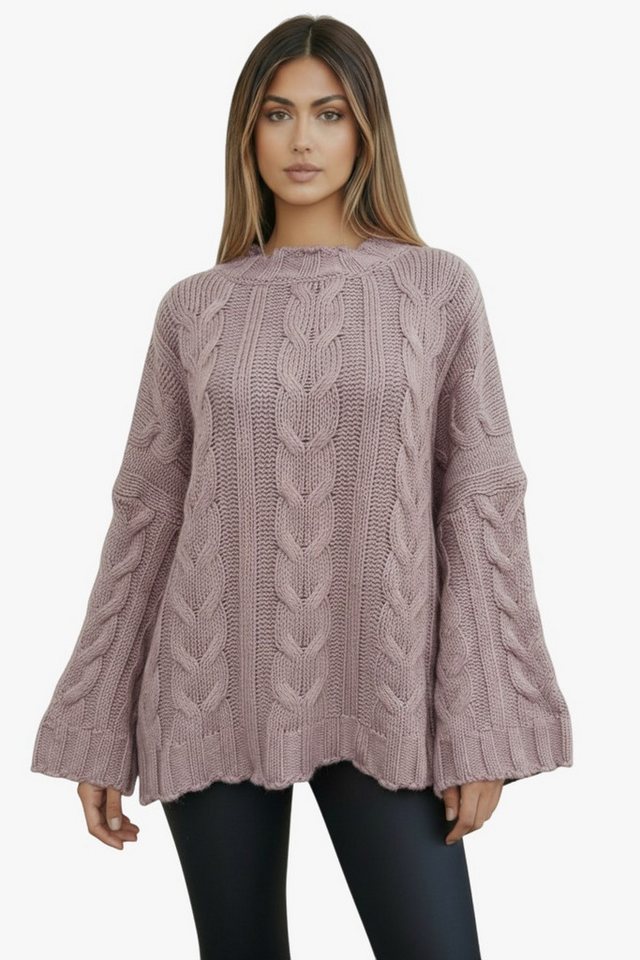 Worldclassca Longpullover WORLDCLASSCA Strickpulllover Oversize Lang Zopf Muster Winter Pulli Neue Kollektion - Stilvolle und gemütliche Strickmode für Damen von Worldclassca