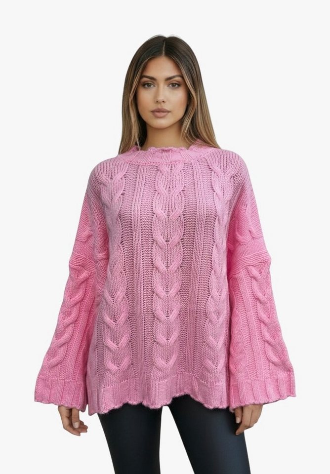Worldclassca Longpullover WORLDCLASSCA Strickpulllover Oversize Lang Zopf Muster Winter Pulli Neue Kollektion - Stilvolle und gemütliche Strickmode für Damen von Worldclassca
