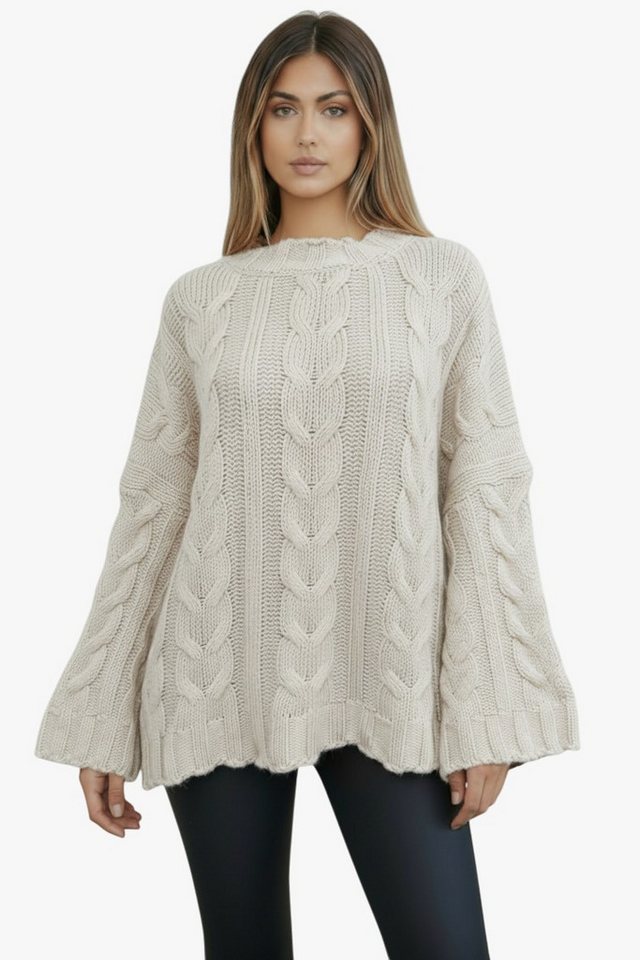 Worldclassca Longpullover WORLDCLASSCA Strickpulllover Oversize Lang Zopf Muster Winter Pulli Neue Kollektion - Stilvolle und gemütliche Strickmode für Damen von Worldclassca