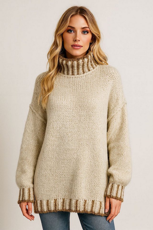 Worldclassca Longpullover WORLDCLASSCA Strickpullover Oversize Stehkragen Lang Winter Fashion Neue Kollektion - Stilvolle und gemütliche Strickmode für Damen von Worldclassca