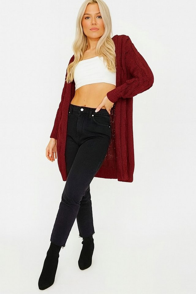 Worldclassca Longstrickjacke Worldclassca Strickjacke Cardigan Kapuze Strickmantel Winter Pullover von Worldclassca