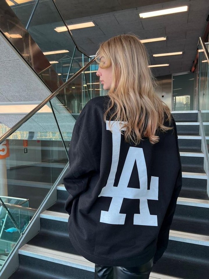 Worldclassca Longsweatshirt Worldclassca Damen Mädchen Oversized Sweatshirt Lounge Homewear Sweater Shirt Bedruckt Schriftzug LA Los Angeles College Uni Farben Freizeit Sport Langarmshirt Oberteil Pulli Pullover Blogger NEU von Worldclassca