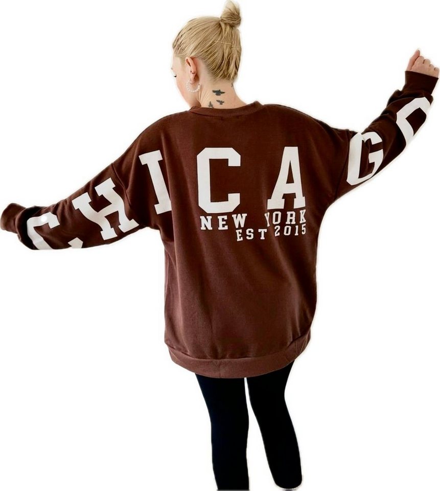 Worldclassca Longsweatshirt Worldclassca Oversized Sweatshirt CHICAGO Langarmshirt OberteIl Pulli von Worldclassca