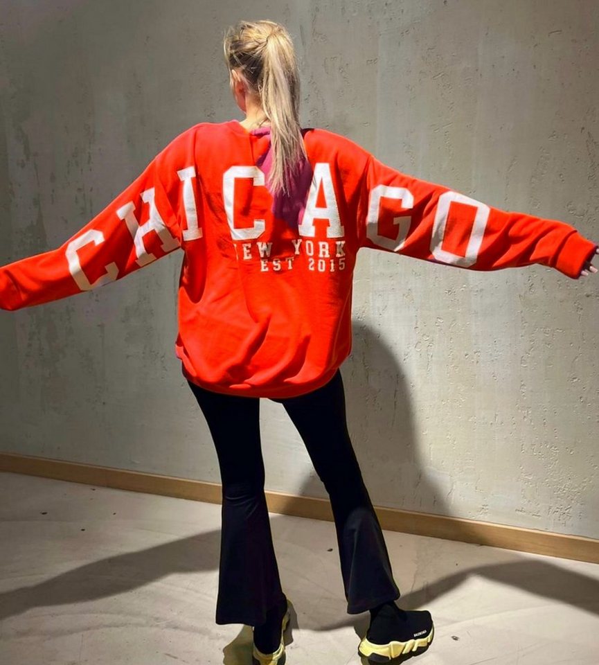 Worldclassca Longsweatshirt Worldclassca Oversized Sweatshirt CHICAGO Langarmshirt Puli Oberteil von Worldclassca