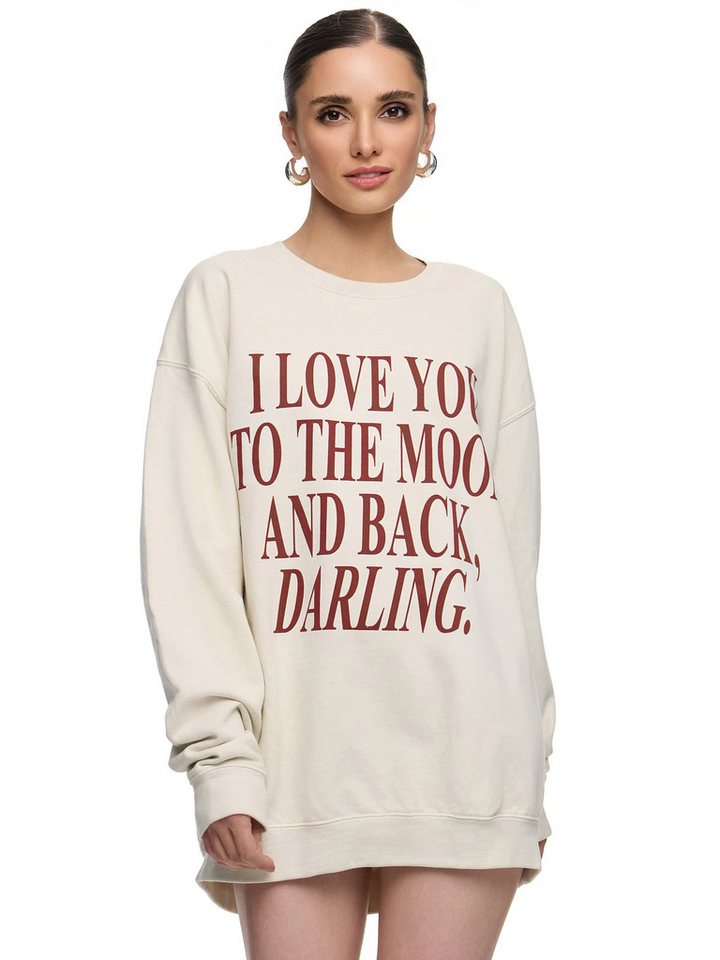 Worldclassca Longsweatshirt Worldclassca Oversized Sweatshirt LOVE YOU Print Langarm Pullover PRINT - I LOVE YOU TO THE MOON AND BACK DARLING von Worldclassca
