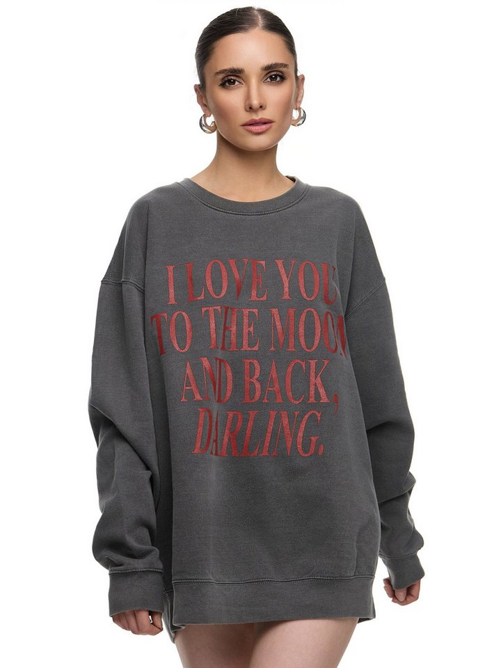 Worldclassca Longsweatshirt Worldclassca Oversized Sweatshirt LOVE YOU Print Langarm Pullover PRINT - I LOVE YOU TO THE MOON AND BACK DARLING von Worldclassca