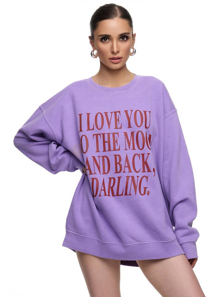 Worldclassca Longsweatshirt Worldclassca Oversized Sweatshirt LOVE YOU Print Langarm Pullover PRINT - I LOVE YOU TO THE MOON AND BACK DARLING von Worldclassca