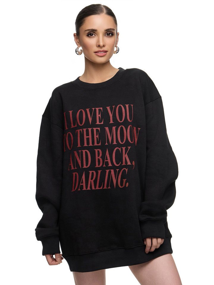 Worldclassca Longsweatshirt Worldclassca Oversized Sweatshirt LOVE YOU Print Langarm Pullover PRINT - I LOVE YOU TO THE MOON AND BACK DARLING von Worldclassca
