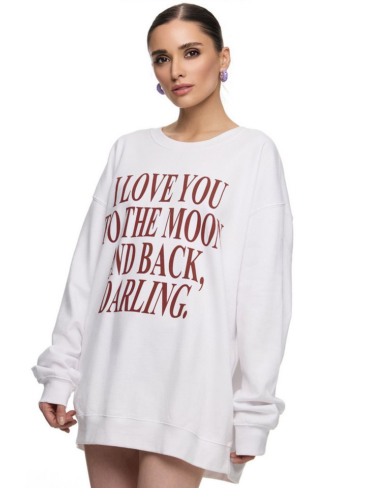 Worldclassca Longsweatshirt Worldclassca Oversized Sweatshirt LOVE YOU Print Langarm Pullover PRINT - I LOVE YOU TO THE MOON AND BACK DARLING von Worldclassca