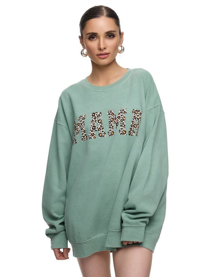 Worldclassca Longsweatshirt Worldclassca Oversized Sweatshirt MAMA Animal Print Langarm Pullover FREIZEIT SWEATSHIRT MAMA LEOPARD PRINT von Worldclassca