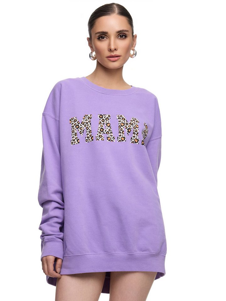 Worldclassca Longsweatshirt Worldclassca Oversized Sweatshirt MAMA Animal Print Langarm Pullover FREIZEIT SWEATSHIRT MAMA LEOPARD PRINT von Worldclassca
