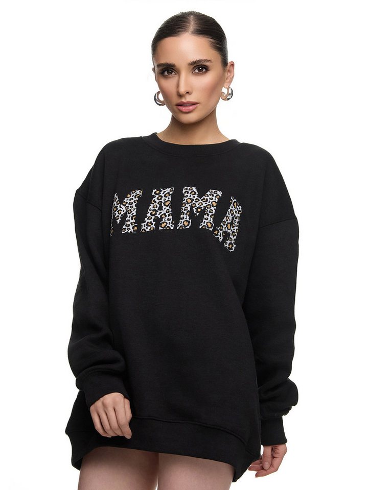 Worldclassca Longsweatshirt Worldclassca Oversized Sweatshirt MAMA Animal Print Langarm Pullover FREIZEIT SWEATSHIRT MAMA LEOPARD PRINT von Worldclassca