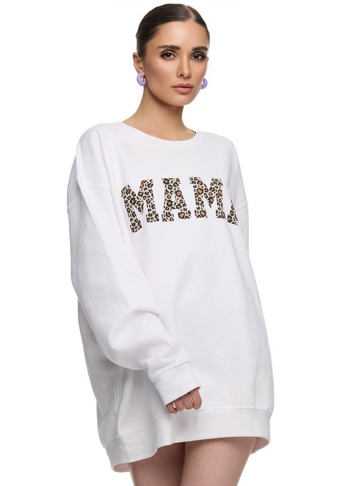 Worldclassca Longsweatshirt Worldclassca Oversized Sweatshirt MAMA Animal Print Langarm Pullover FREIZEIT SWEATSHIRT MAMA LEOPARD PRINT von Worldclassca