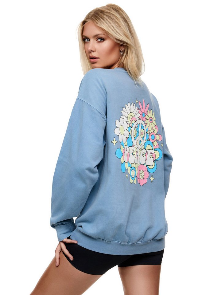 Worldclassca Longsweatshirt Worldclassca Oversized Sweatshirt PEACE Print Langarm Oberteil Pullove von Worldclassca