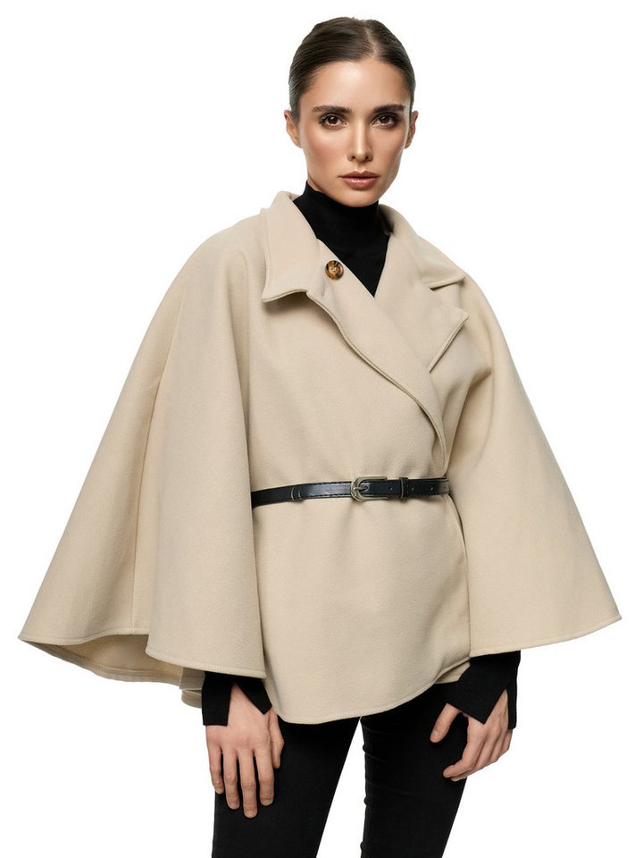 Worldclassca Poncho Worldclassca Poncho Crop Jacke Elegant Umhang Rollkragen mit Gürtel Neue Kollektion - Stilvolle und gemütliche Mode für Damen von Worldclassca