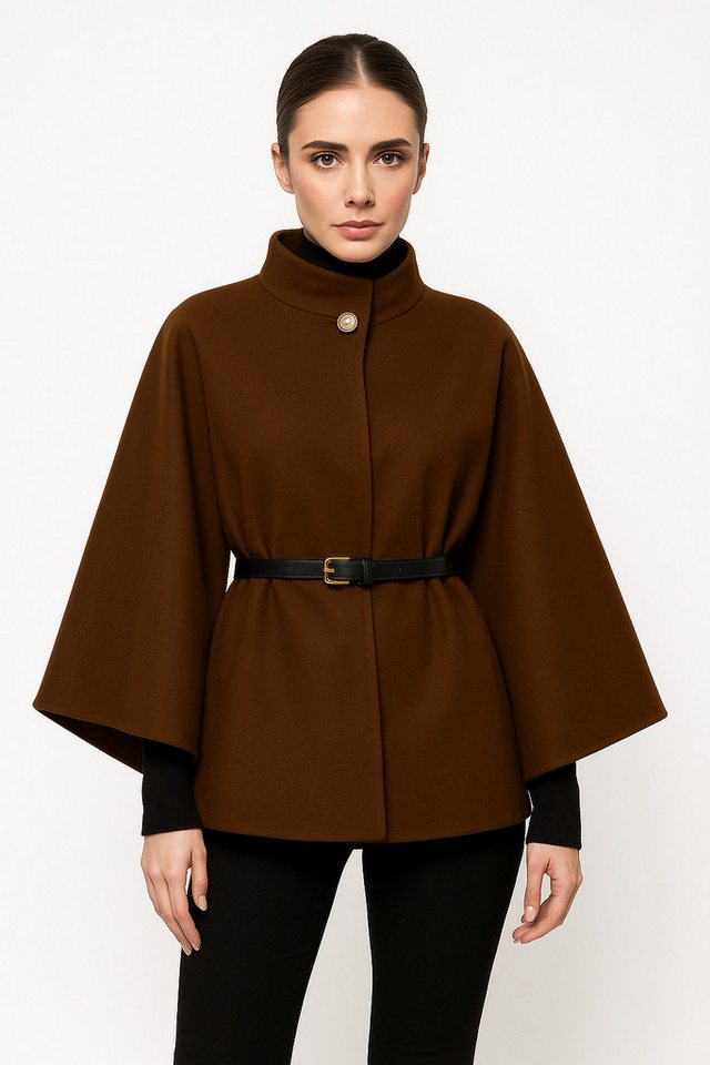 Worldclassca Poncho Worldclassca Poncho Crop Jacke Elegant Umhang Rollkragen mit Gürtel Neue Kollektion - Stilvolle und gemütliche Mode für Damen von Worldclassca