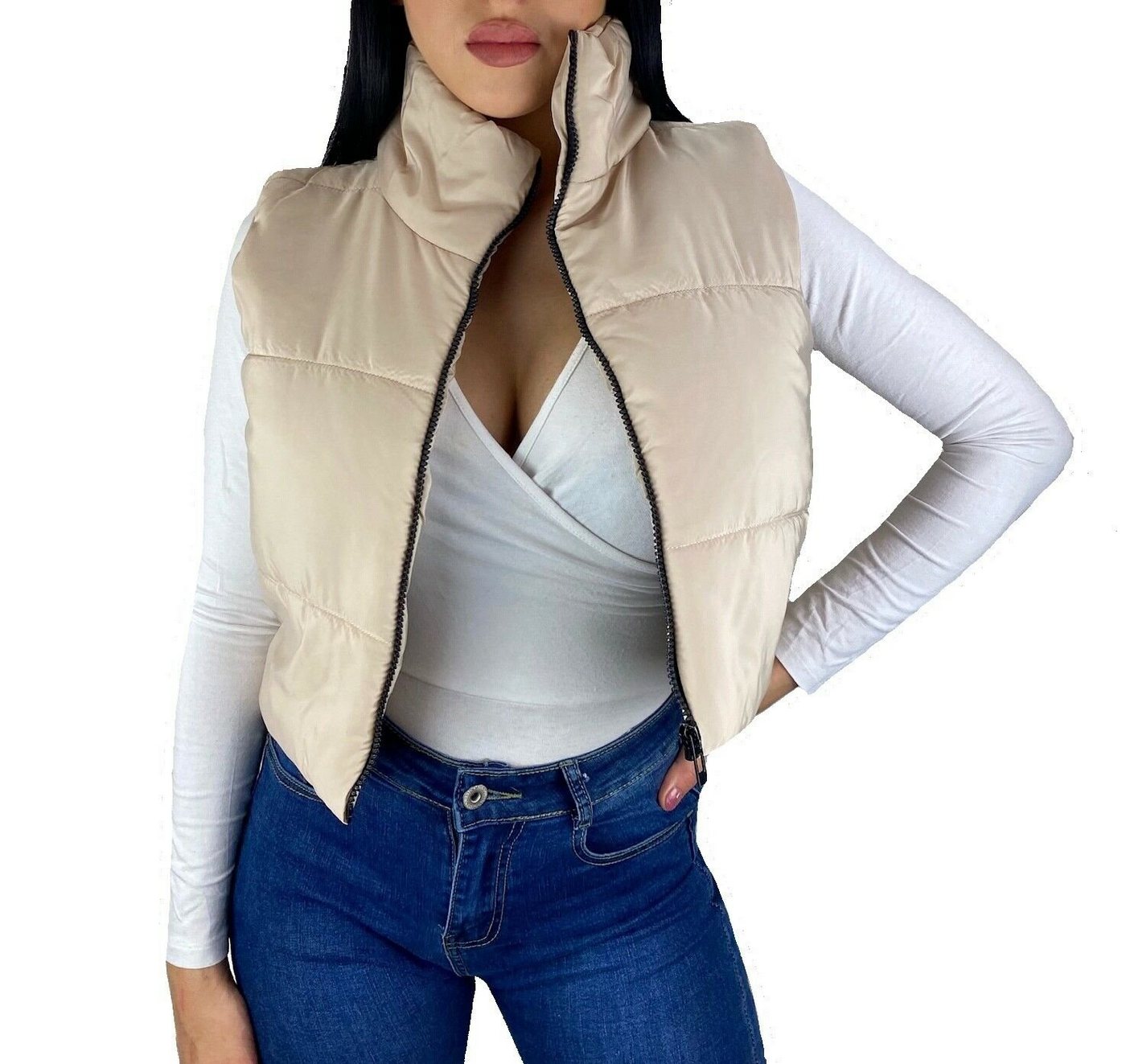 Worldclassca Steppweste Worldclassca DAMEN STEPPWESTE KURZ HOHEM KRAGEN WESTE LEICHT ÄRMELLOS OUTDOOR STEPPJACKE CROP ÜBERGANGSJACKE HERBST WINTER GESTEPPT WARM JACKE FASHION BLOGGER FASHION NEU S-XL von Worldclassca