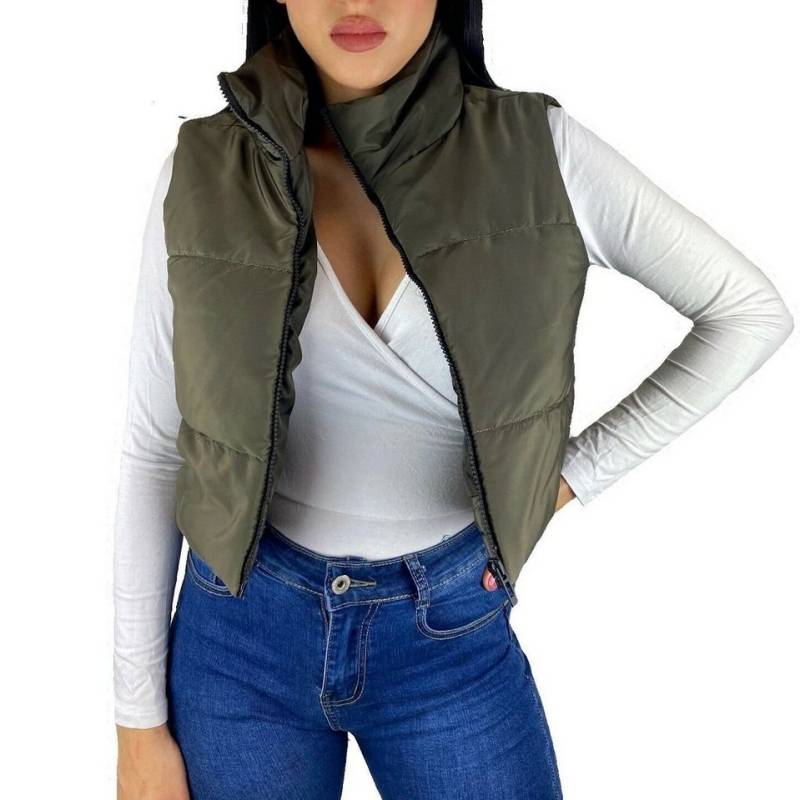 Worldclassca Steppweste Worldclassca DAMEN STEPPWESTE KURZ HOHEM KRAGEN WESTE LEICHT ÄRMELLOS OUTDOOR STEPPJACKE CROP ÜBERGANGSJACKE HERBST WINTER GESTEPPT WARM von Worldclassca