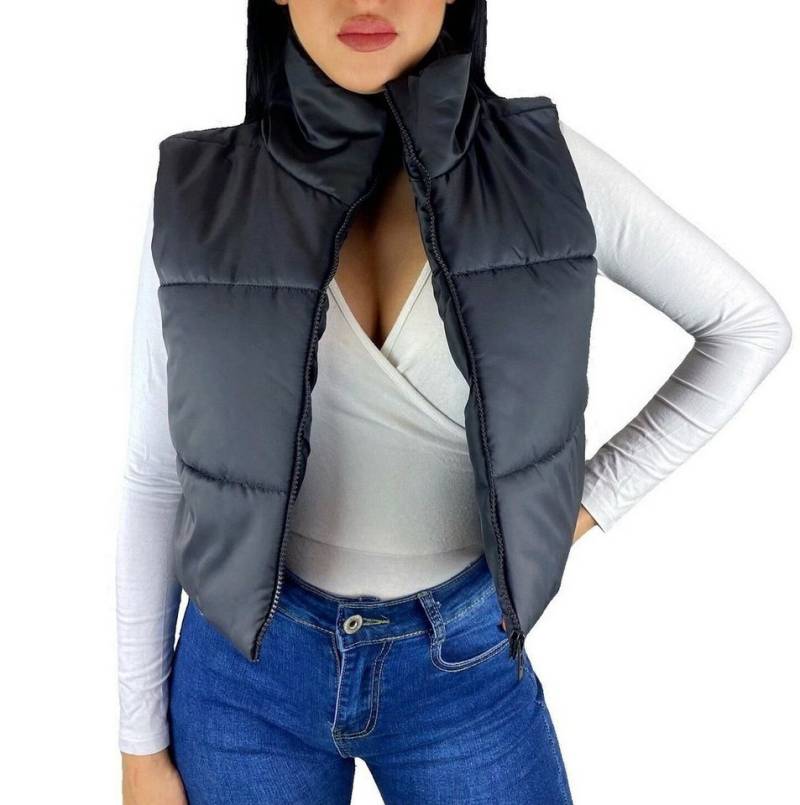Worldclassca Steppweste Worldclassca DAMEN STEPPWESTE KURZ HOHEM KRAGEN WESTE LEICHT ÄRMELLOS OUTDOOR STEPPJACKE CROP ÜBERGANGSJACKE HERBST WINTER GESTEPPT WARM von Worldclassca