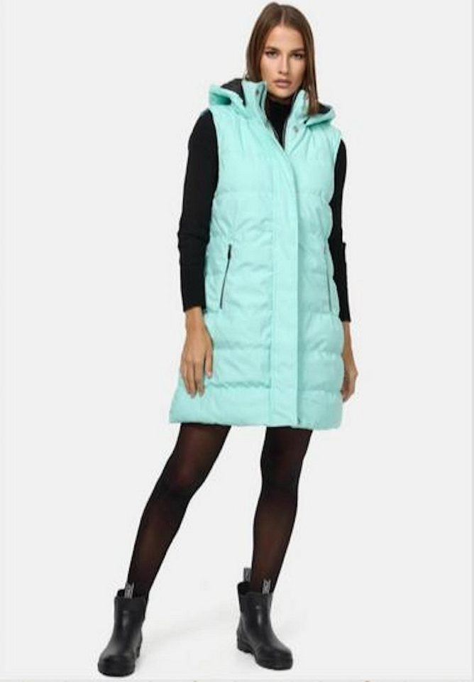 Worldclassca Steppweste Worldclassca Damen Steppweste lang mit Kapuze Winter Kunstleder S-XL von Worldclassca