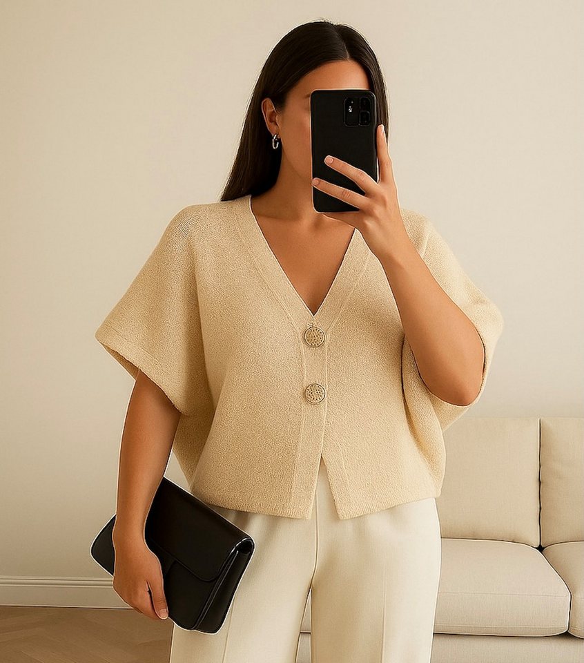 Worldclassca Strickjacke WORLDCLASSCA Strickjacke kurzarm Cardigan Strickpulllover mit Knopf Neue Kollektion - Stilvolle und gemütliche Strickmode für Damen von Worldclassca