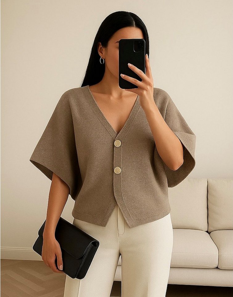 Worldclassca Strickjacke WORLDCLASSCA Strickjacke kurzarm Cardigan Strickpulllover mit Knopf Neue Kollektion - Stilvolle und gemütliche Strickmode für Damen von Worldclassca