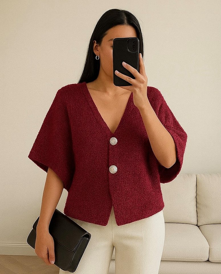 Worldclassca Strickjacke WORLDCLASSCA Strickjacke kurzarm Cardigan Strickpulllover mit Knopf Neue Kollektion - Stilvolle und gemütliche Strickmode für Damen von Worldclassca