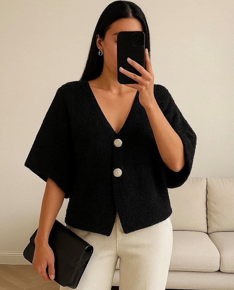 Worldclassca Strickjacke WORLDCLASSCA Strickjacke kurzarm Cardigan Strickpulllover mit Knopf Neue Kollektion - Stilvolle und gemütliche Strickmode für Damen von Worldclassca