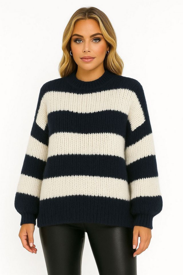 Worldclassca Strickpullover WORLDCLASSCA Damen Oversize Strickpullover Gestreift Streifen Sweat Neue Kollektion - Stilvolle und gemütliche Strickmode für Damen von Worldclassca