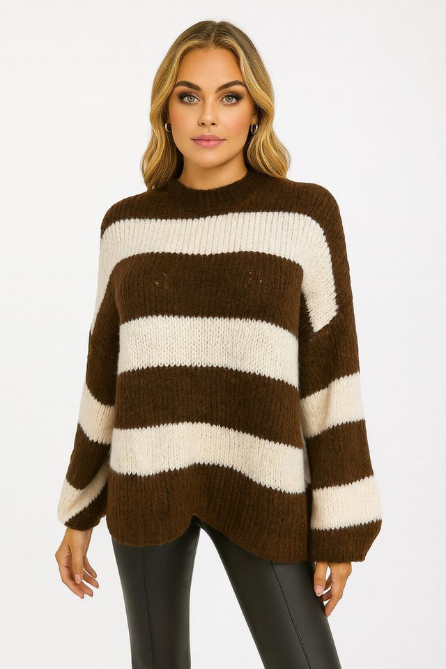 Worldclassca Strickpullover WORLDCLASSCA Damen Oversize Strickpullover Gestreift Streifen Sweat Neue Kollektion - Stilvolle und gemütliche Strickmode für Damen von Worldclassca