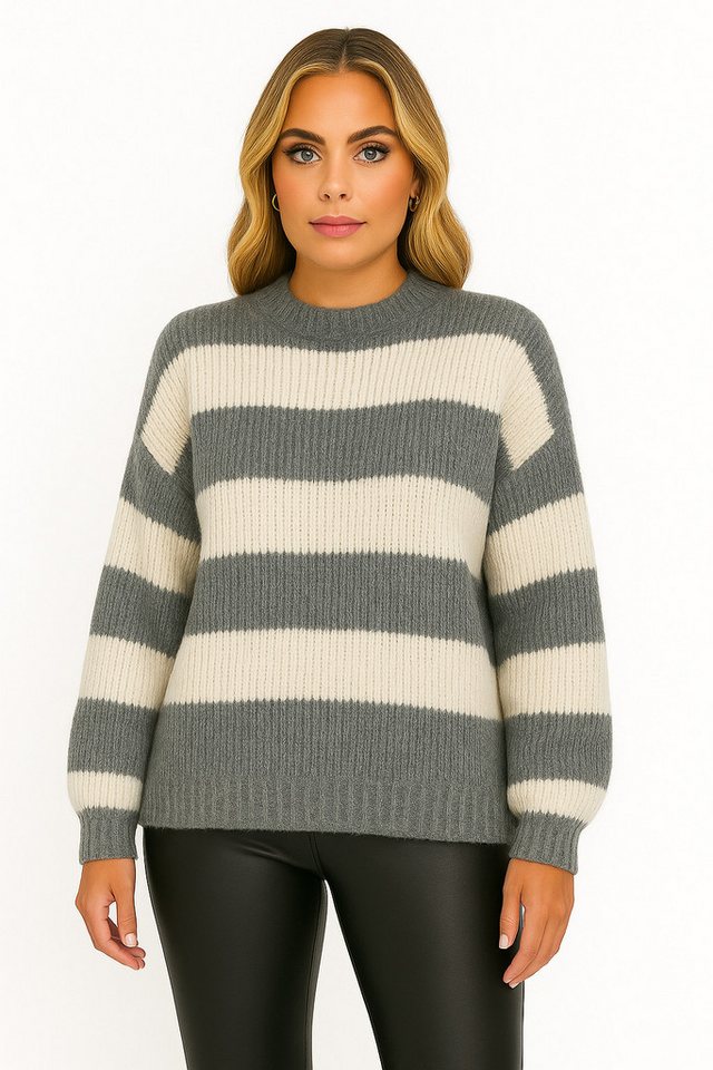 Worldclassca Strickpullover WORLDCLASSCA Damen Oversize Strickpullover Gestreift Streifen Sweat Neue Kollektion - Stilvolle und gemütliche Strickmode für Damen von Worldclassca