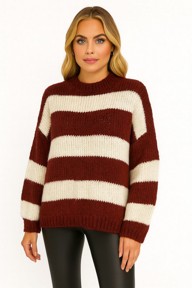 Worldclassca Strickpullover WORLDCLASSCA Damen Oversize Strickpullover Gestreift Streifen Sweat Neue Kollektion - Stilvolle und gemütliche Strickmode für Damen von Worldclassca
