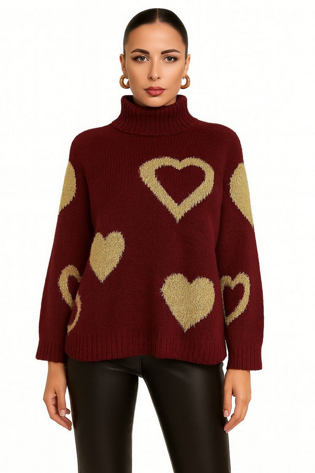 Worldclassca Strickpullover WORLDCLASSCA Damen Strickpulllover Love Herzmuster Winter Pulli Neue Kollektion - Stilvolle und gemütliche Strickmode für Damen von Worldclassca