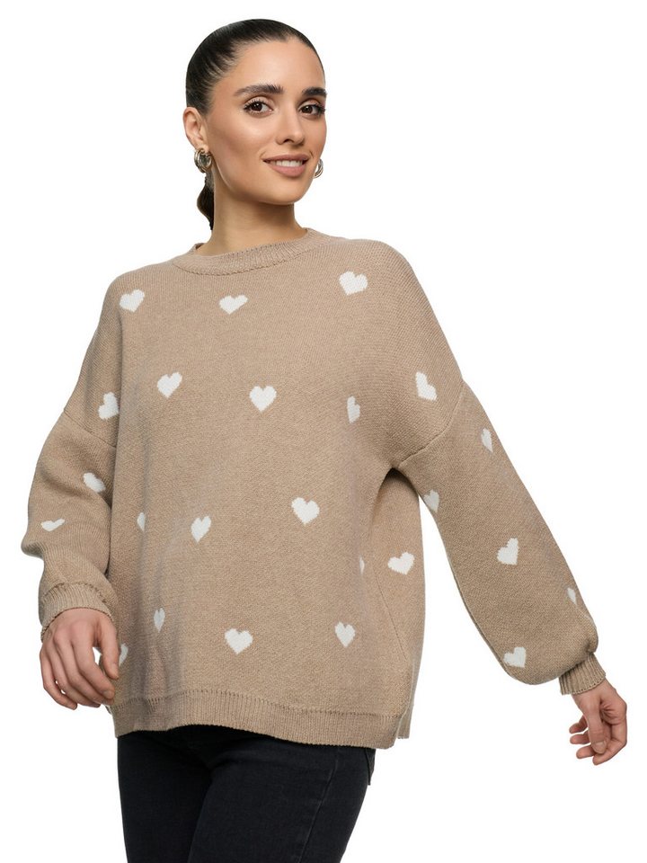 Worldclassca Strickpullover WORLDCLASSCA Damen Strickpulllover mit eingestrickten Herzen LOVE Neue Kollektion - Stilvolle und gemütliche Strickmode für Damen von Worldclassca