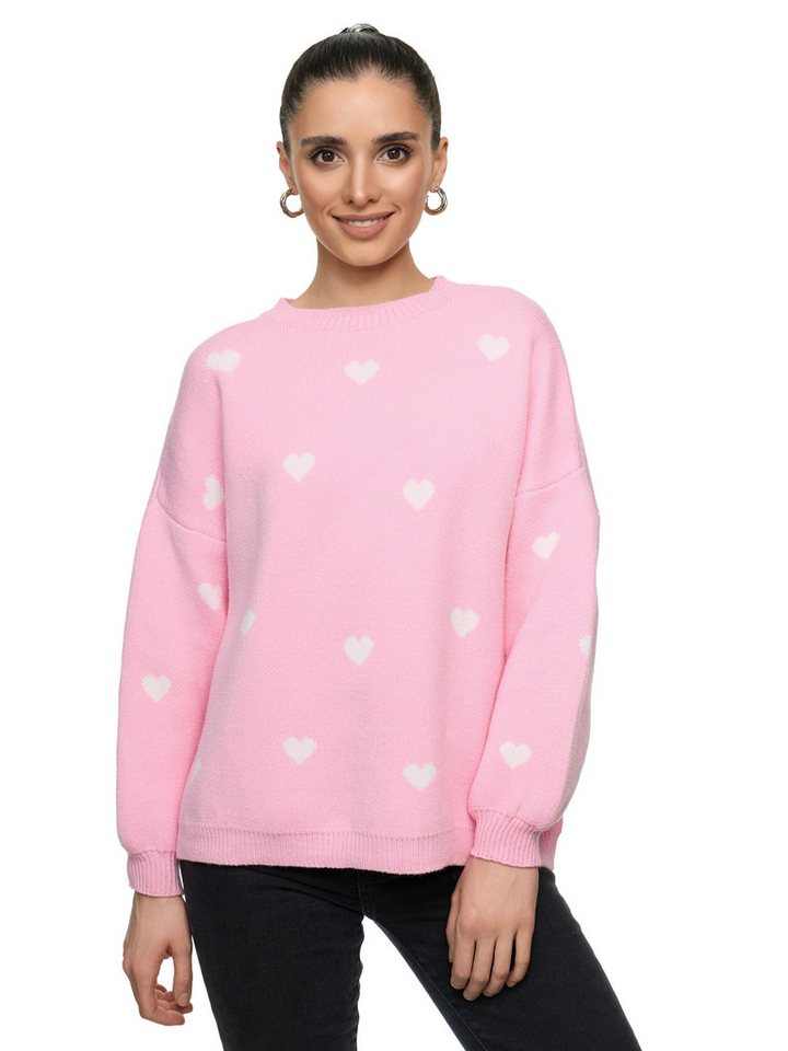 Worldclassca Strickpullover WORLDCLASSCA Damen Strickpulllover mit eingestrickten Herzen LOVE Neue Kollektion - Stilvolle und gemütliche Strickmode für Damen von Worldclassca