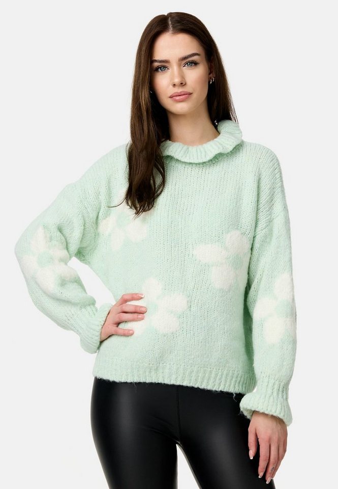 Worldclassca Strickpullover Worldclassca Oversize Damen Strickpullover Oberteil Rüschen Blumen von Worldclassca